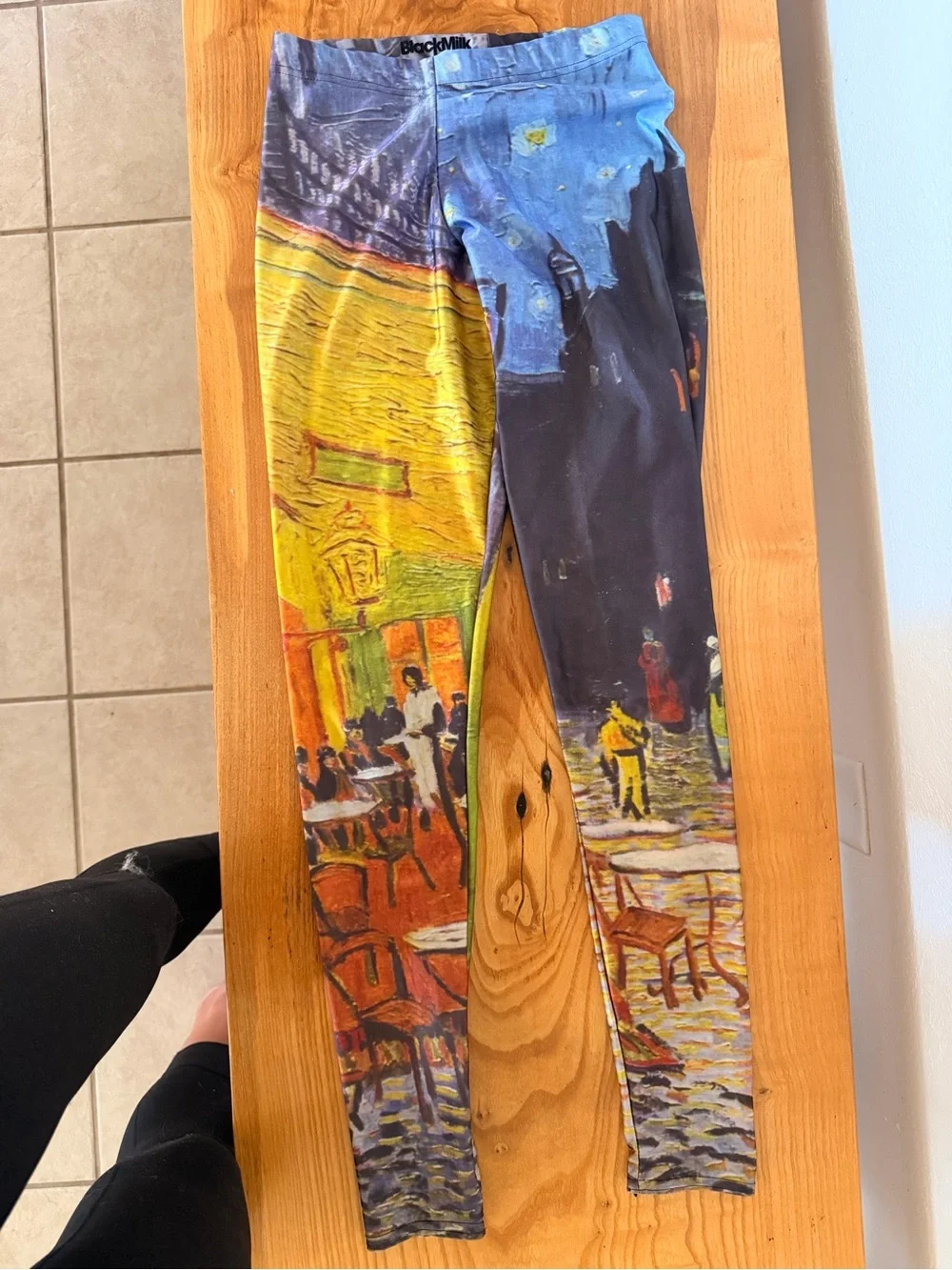 Blackmilk Yellow & Blue Impressionist Wall Art Leggings Print